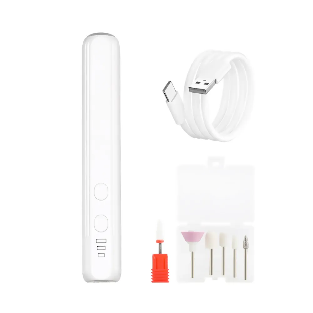 【輕鬆保養】電動美甲打磨器-附多種磨頭(USB充電式 指甲修護 美甲機 卸甲 磨甲 修甲 拋光 去死皮)