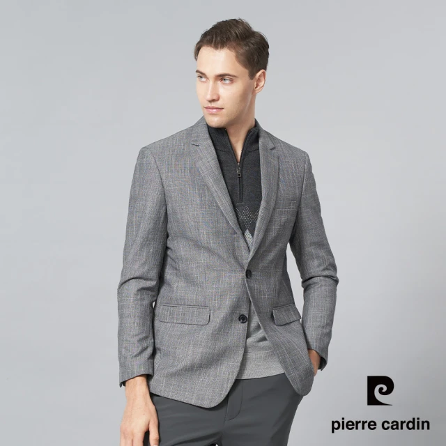 pierre cardin 皮爾卡登 商務休閒 男款 時尚休閒西裝外套-灰色(5245571-96)