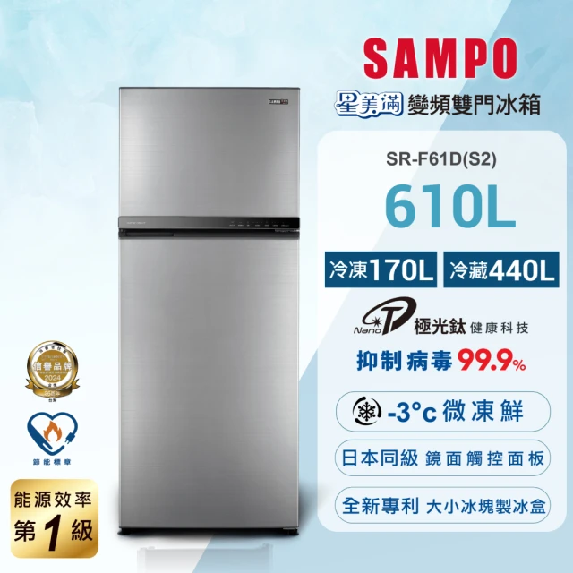 SAMPO 聲寶 605公升一級星美滿極光鈦旗艦變頻系列玻璃