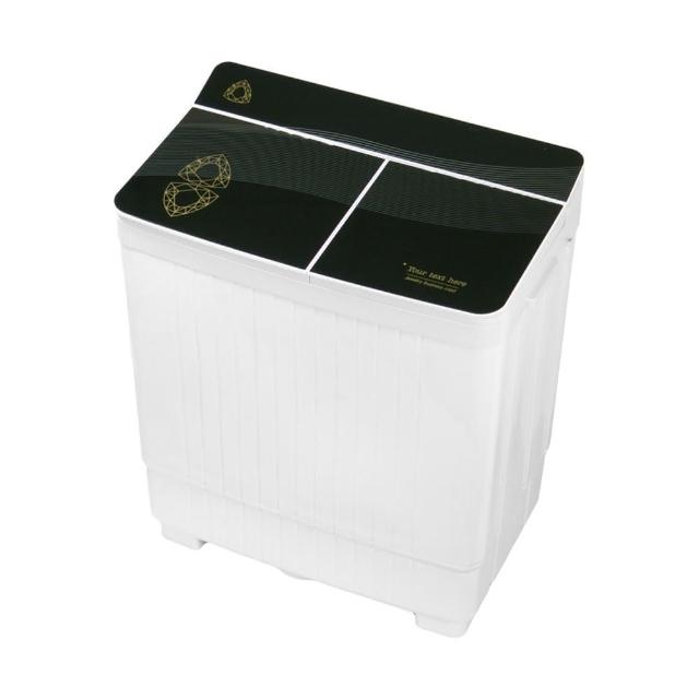 IDEAL愛迪爾 E0740B 迷你雙槽洗衣機，具備5.5kg超大洗衣容量與2.0kg脫水槽，適合小家庭或個人使用。採用鋼化玻璃面板設計，耐用且美觀。額定功率560W，AC110V/60Hz供電，IPX4防水等級，確保使用安全。尺寸為620x380x760mm，節省空間。附贈脫水壓板與進水管，讓洗脫衣物更輕鬆，節省時間與電力。