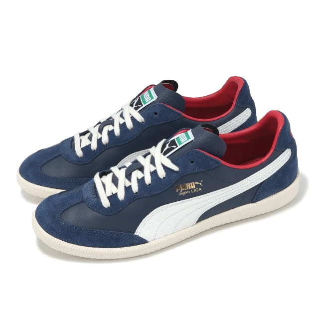 PUMA 休閒鞋 Super Liga OG Retro 男鞋 藍 紅 皮革 麂皮 復古 低筒 板鞋(356999-20)