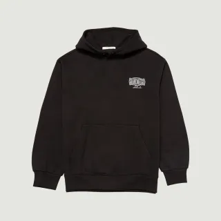 【Hang Ten】男裝-正韓韓國連線-內刷毛寬鬆印花帽T(黑)