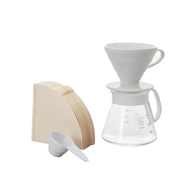 HARIO V60陶瓷02濾杯咖啡壺組(XVDD-3012W)