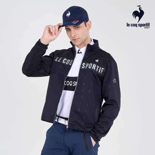 LE COQ SPORTIF 公雞 高爾夫系列 男款黑色防水彈性防風LOGO撞色造型設計外套QGU6J652