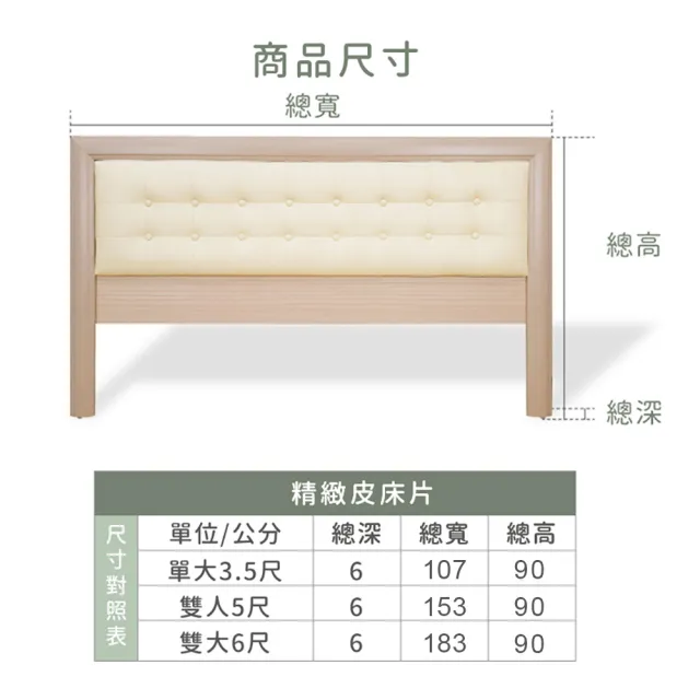 【ASSARI】雙人5尺精緻皮革二件式房間組_床頭片+3分床底