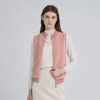 【ILEY 伊蕾】毛絨拼接羊毛針織背心(粉；M-XL；1244165705)