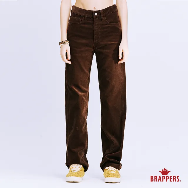【BRAPPERS】女款 Boy friend系列-中腰全棉大直筒褲(咖啡)