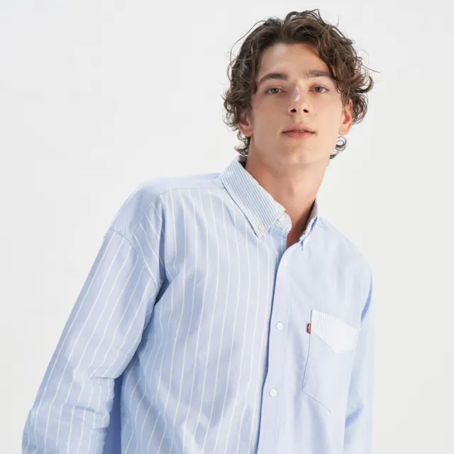 【LEVIS】男款 長袖襯衫 牛津領 拼接襯衫 上衣 熱賣單品 0018A-0001