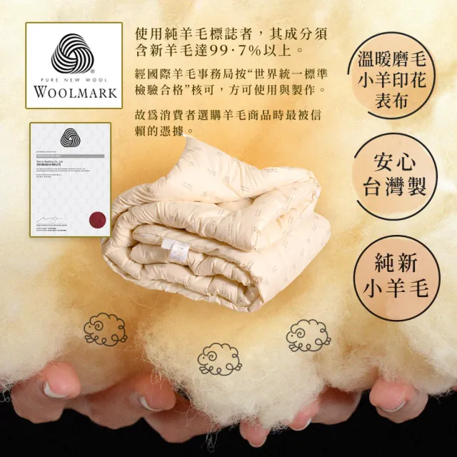 田中保暖 2.5kg 100%紐西蘭純小羊毛雙人被 冬被 6x7尺 冬被(台灣製-國際羊毛局認證)