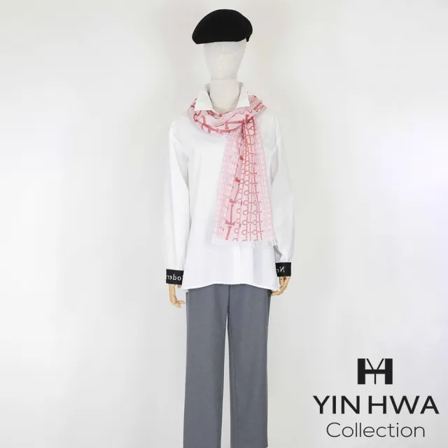 【YIN HWA 盈樺】KARO 率性簡約字母印花彈性帶剪接襯衫