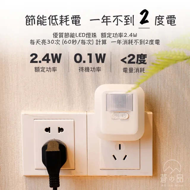 【蒼之品】感應小夜燈(感應小夜燈 小夜燈 感應燈 可調光感應燈 可調光小夜燈 走廊燈 人體感應 插電小夜燈)