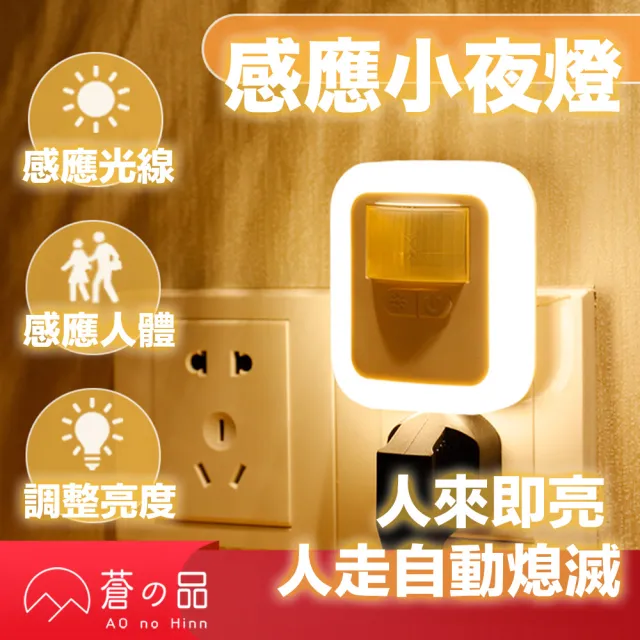【蒼之品】感應小夜燈(感應小夜燈 小夜燈 感應燈 可調光感應燈 可調光小夜燈 走廊燈 人體感應 插電小夜燈)