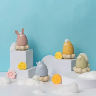 【Piyo Piyo 黃色小鴨】鉑金矽膠可拆式動物洗澡刷毛玩具1入(戲水玩具 洗澡玩具)