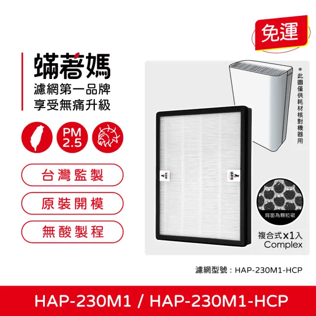 【蟎著媽】高效複合式濾網(適用 HERAN 禾聯 HAP-230M1 230M1-HCP 負離子空氣清淨機)