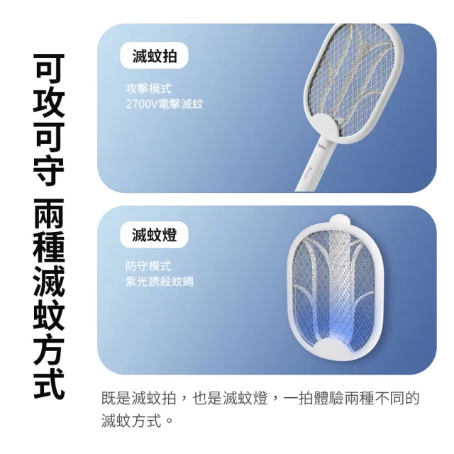 【Lydsto】二合一捕蚊燈電蚊拍(捕蚊拍 電蚊拍 滅蚊燈 可折疊 USB接口 小米生態鏈)