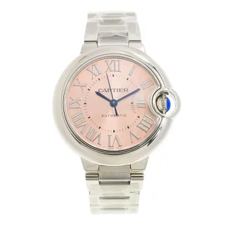 【Cartier 卡地亞】Ballon Bleu  經典羅馬時標機械鍊帶款x粉紅面x33mm(WSBB0068)