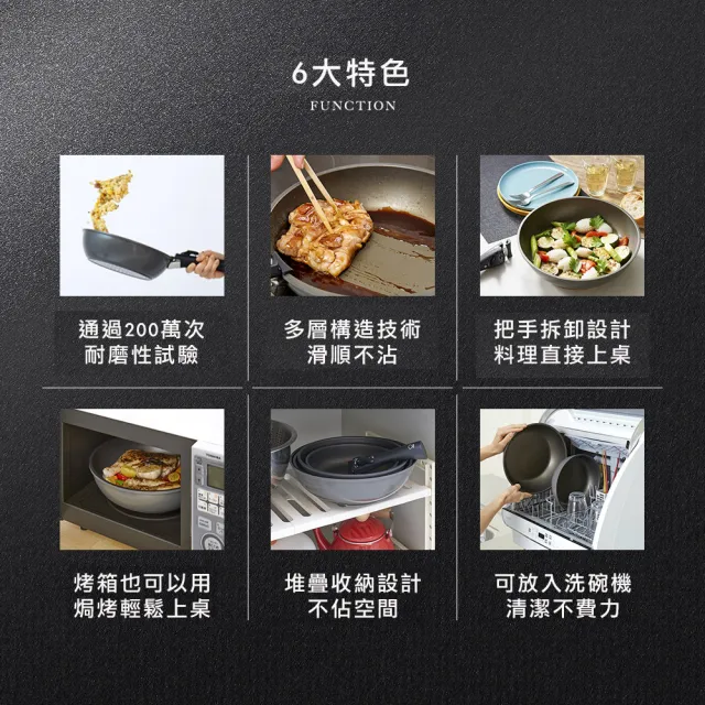 【Aimedia 艾美迪雅】鈦合金不沾鍋-方形烤鍋26cm.無把手(把手可拆卸式、200萬次耐磨測試)