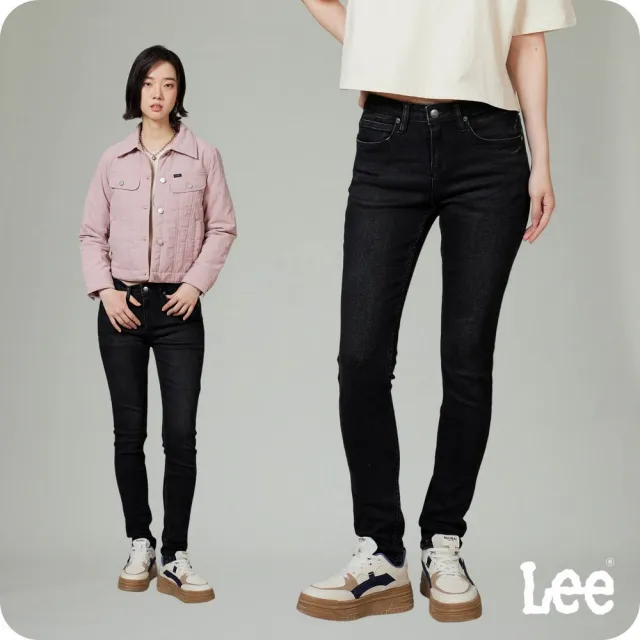 【Lee】女裝 牛仔褲 / 418 中腰合身窄管 黑色洗水(LB417116588)