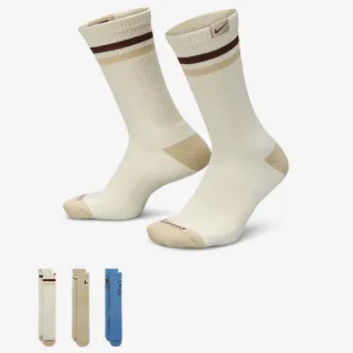【NIKE 耐吉】中筒襪 運動襪 男 女 中性款 U NK ED CSH CREW 3PR-144 VRSTY 米白 卡其 藍 3雙組(FQ0325901)