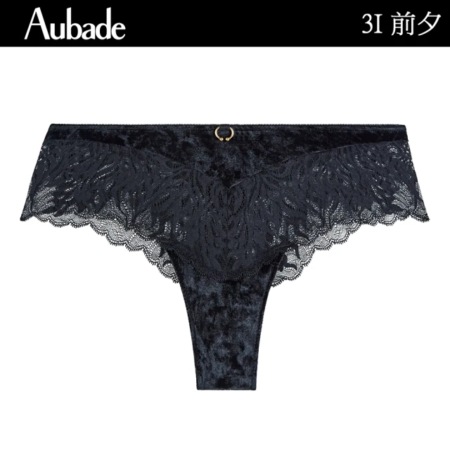 Aubade 前夕天鵝絨蕾絲削臀平口褲 高腰褲 性感小褲 法國進口 女內褲(3E25.70)