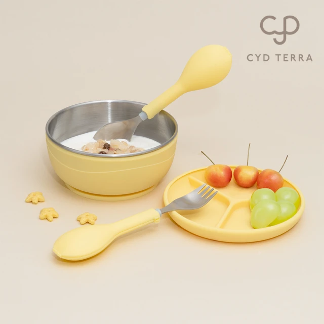 CYD TERRA PICABOO 大寶兒童餐具組加品牌帆布袋 三歲以上(學齡前餐具/兒童餐具/不鏽鋼碗)