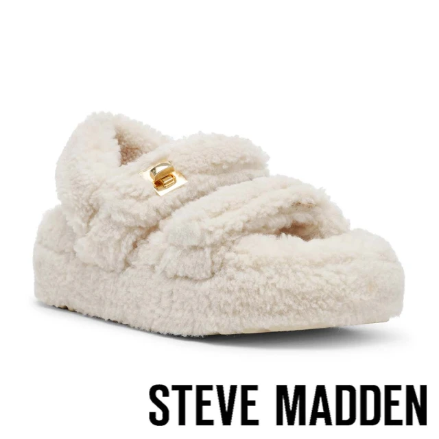 steve madden BIGMONA-F 可愛毛毛雙帶涼鞋(白色)