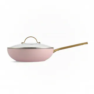 【GreenPan】鑽石陶瓷塗層不沾炒鍋 PADOVA 28cm 嫩頰粉(含蓋/交換禮物/不沾鍋/陶瓷)