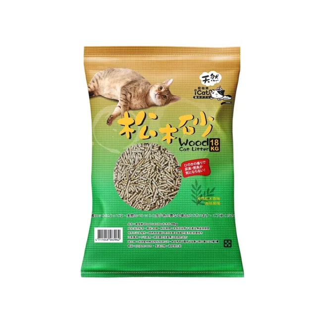 【iCat 寵喵樂】Wood Cat Litter 抗菌松木砂 18kg-2入(松木貓砂)