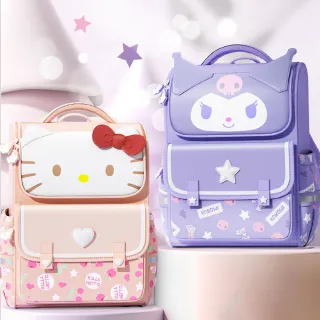 【SANRIO 三麗鷗】可愛大臉造型大開口式護脊透氣減負低年級兒童書包-庫洛米/大耳狗/美樂蒂/凱蒂貓(平輸品)