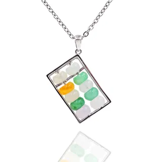 【喜緣玉品】天然翡翠玉石 三彩 如意算盤 項鍊(A貨翡翠)