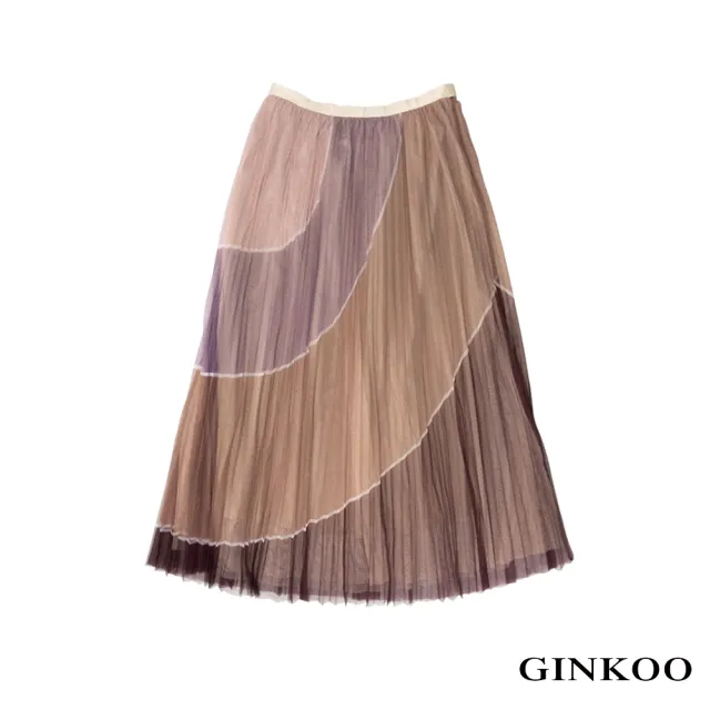【GINKOO 俊克】不對稱壓褶紗裙