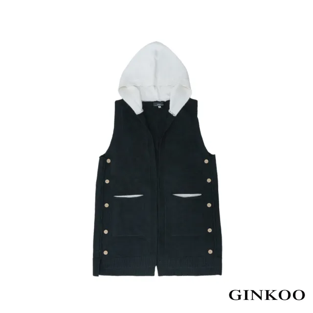 【GINKOO 俊克】連帽針織長背心外套