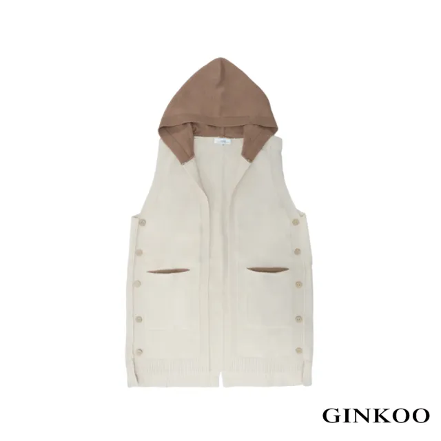 【GINKOO 俊克】連帽針織長背心外套