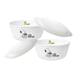 【CorelleBrands 康寧餐具】SNOOPY BRUNCH 4件式拉麵碗組(900CC麵碗x2+6吋蓋x2)