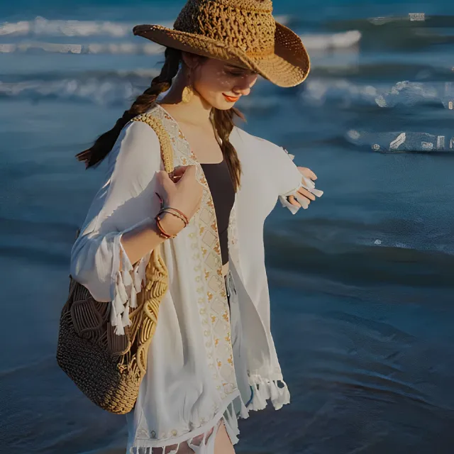 【SeasonsBikini】防曬流蘇罩衫 -522(流蘇罩衫防曬罩衫開襟外套)