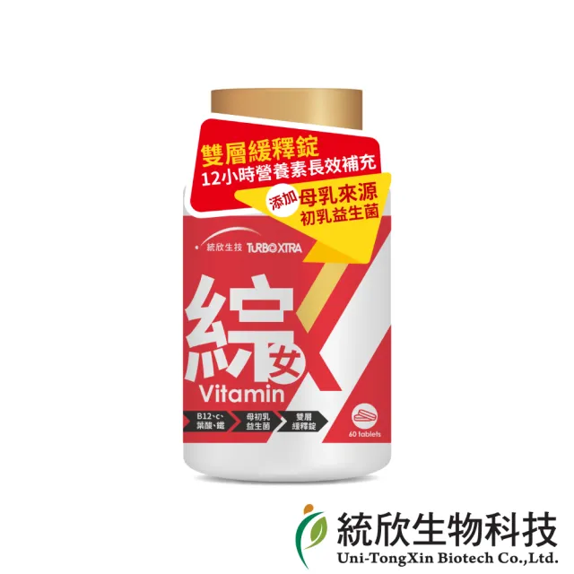 【統欣生技】TX-長效女性綜合維他命 1入組(60粒/入-12小時雙層緩釋錠.小顆粒)