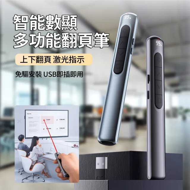【ANTIAN】S12 激光鐳射數顯翻頁筆 智能多媒體PPT遙控筆 會議簡報筆 教師教學翻頁筆