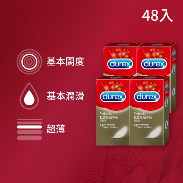 Durex 杜蕾斯 超薄裝保險套4盒(共48入 保險套/保險套推薦/衛生套/安全套/避孕套/避孕)