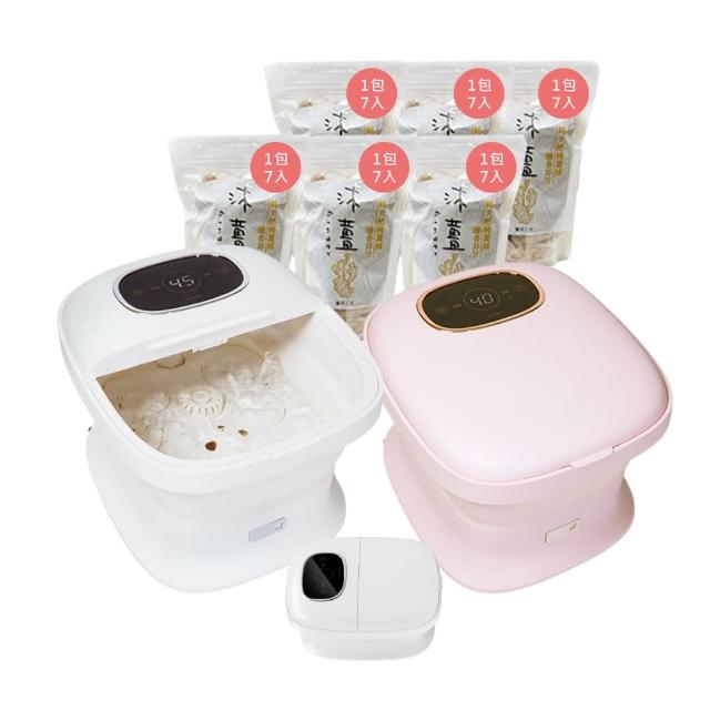 【日本AWSON】全自動摺疊泡腳機/電動按摩足浴機/AFM-350+泡腳包(6包共42入)