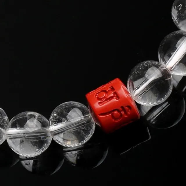 【Penny 珮妮】白水晶硃砂六字箴言手鍊10mm(母親節禮物/交換禮物/送女友/送男友/生日禮物/情人節/父親)