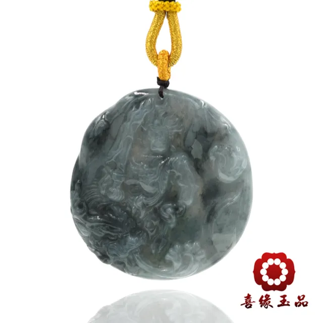 【喜緣玉品】不動明王 天然翡翠A貨 烏雞翡翠 降龍 玉珮-僅此一品(開運風水)(直)