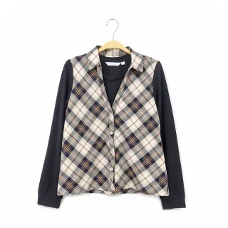 【Kinloch Anderson】金安德森女裝 經典格紋假兩件襯衫式造型長袖棉質上衣(KA1365303黑色)