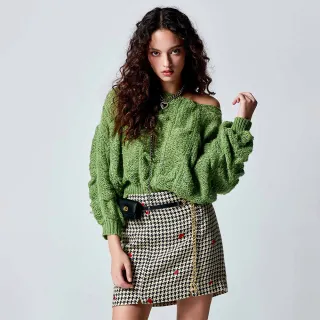 【iROO】愛心刺繡迷你短裙