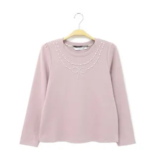 【Kinloch Anderson】金安德森女裝 甜美蝴蝶結珍珠造型長袖棉質上衣(KA1363032 深粉/藏青)