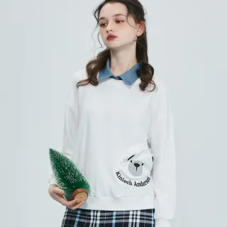 【Kinloch Anderson】金安德森女裝 立體小熊造型包包寬鬆設計長袖棉質上衣(KA1363019 白色/藏青)