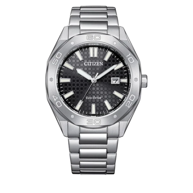 CITIZEN 星辰 官方授權C1 光動能 八角形 格紋面 日期 夜光 男錶 手錶-41mm(BM7630-80E)