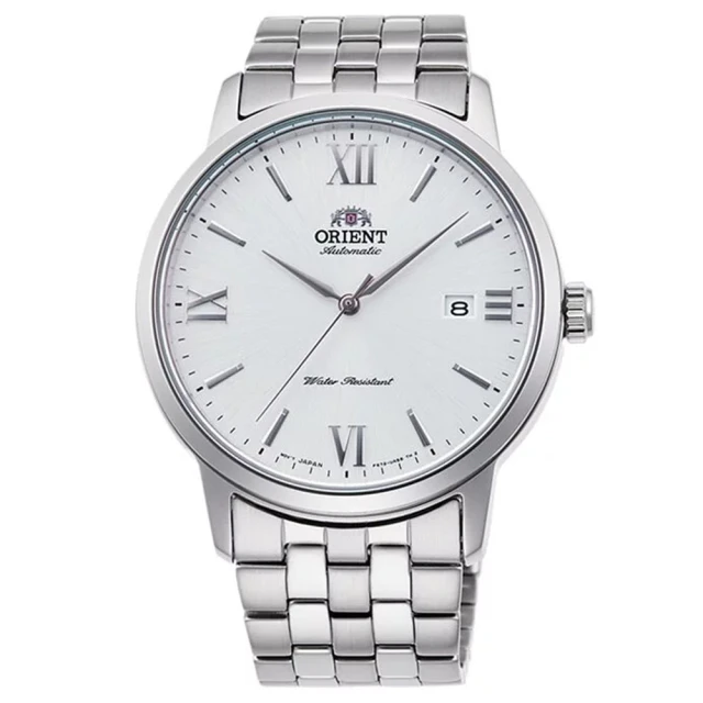 ORIENT 東方錶 官方授權T2 男 DATE系列 簡約羅馬機械鋼帶腕錶-白-錶徑41.6mm(RA-AC0F10S)