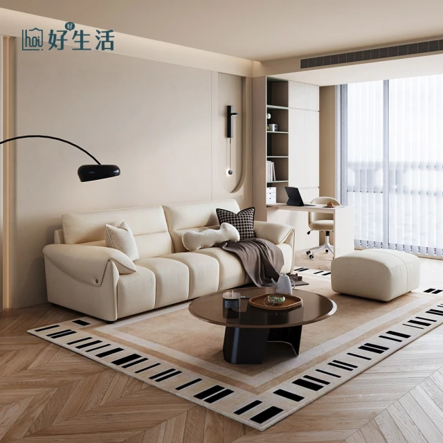 hoi! 好好生活hoi! 好好生活 預購60天★林氏木業琴鍵旋律科技布大三人沙發+腳踏 BS060-米白色