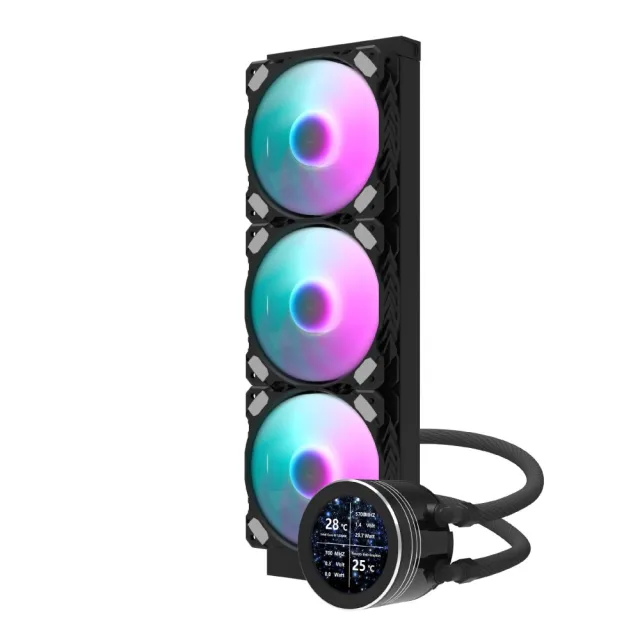 【darkFlash 大飛】大飛 Nebula DN360S LCD 一體式 水冷 CPU 散熱器-黑色(全新 2.1 吋 IPS 水冷頭顯示螢幕)