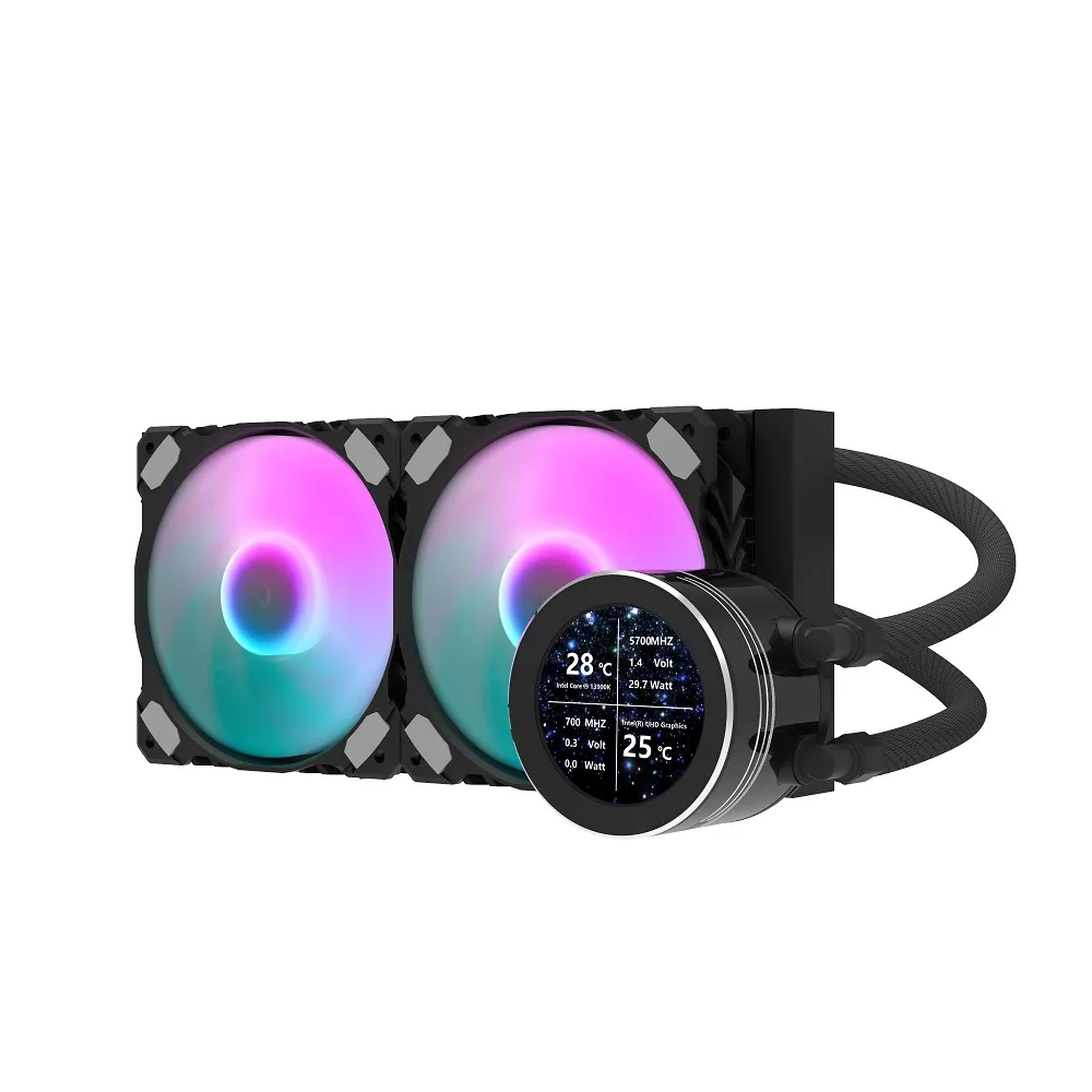 darkFlash】大飛Nebula DN240S LCD 一體式水冷CPU 散熱器-黑色